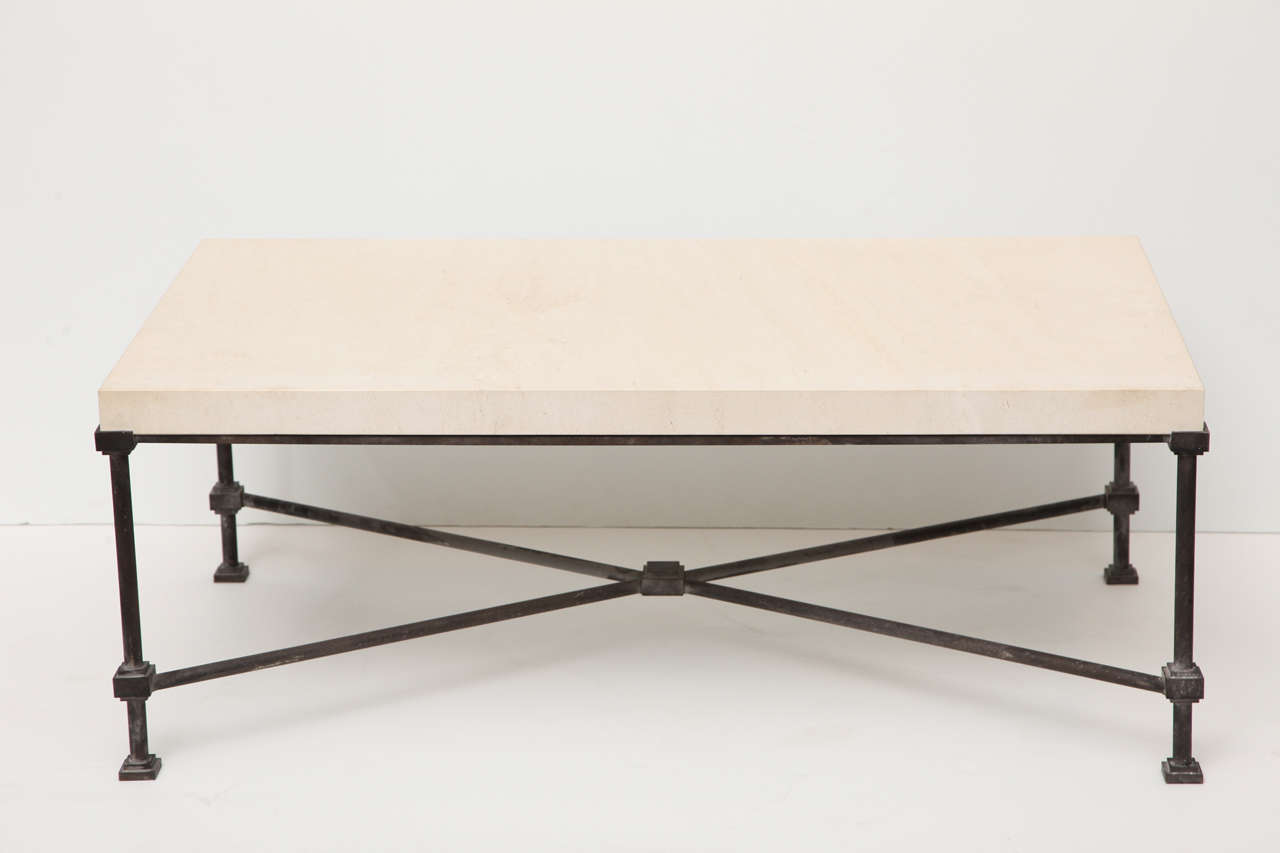 Limestone Top Coffee Table with Metal Base at 1stDibs limestone table
