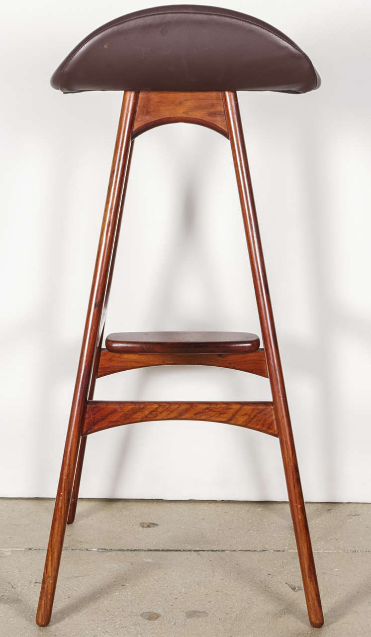 Rare All Rosewood Bar Stools by Erik Buck - Set of Three In Excellent Condition In New York, NY