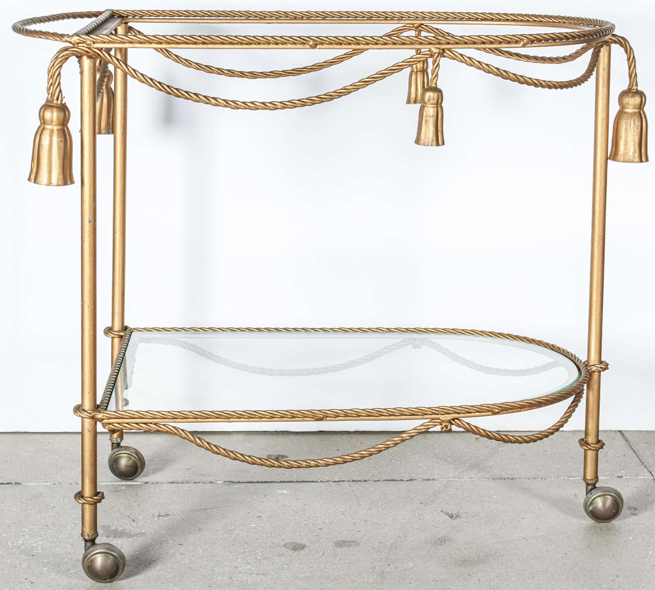 Hollywood Regency Italian Rope & Tassel Bar Cart