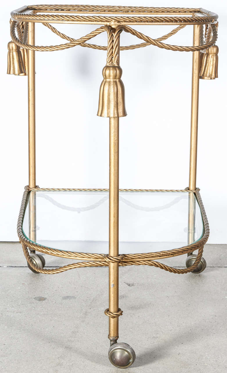 Italian Rope & Tassel Bar Cart In Excellent Condition In New York, NY