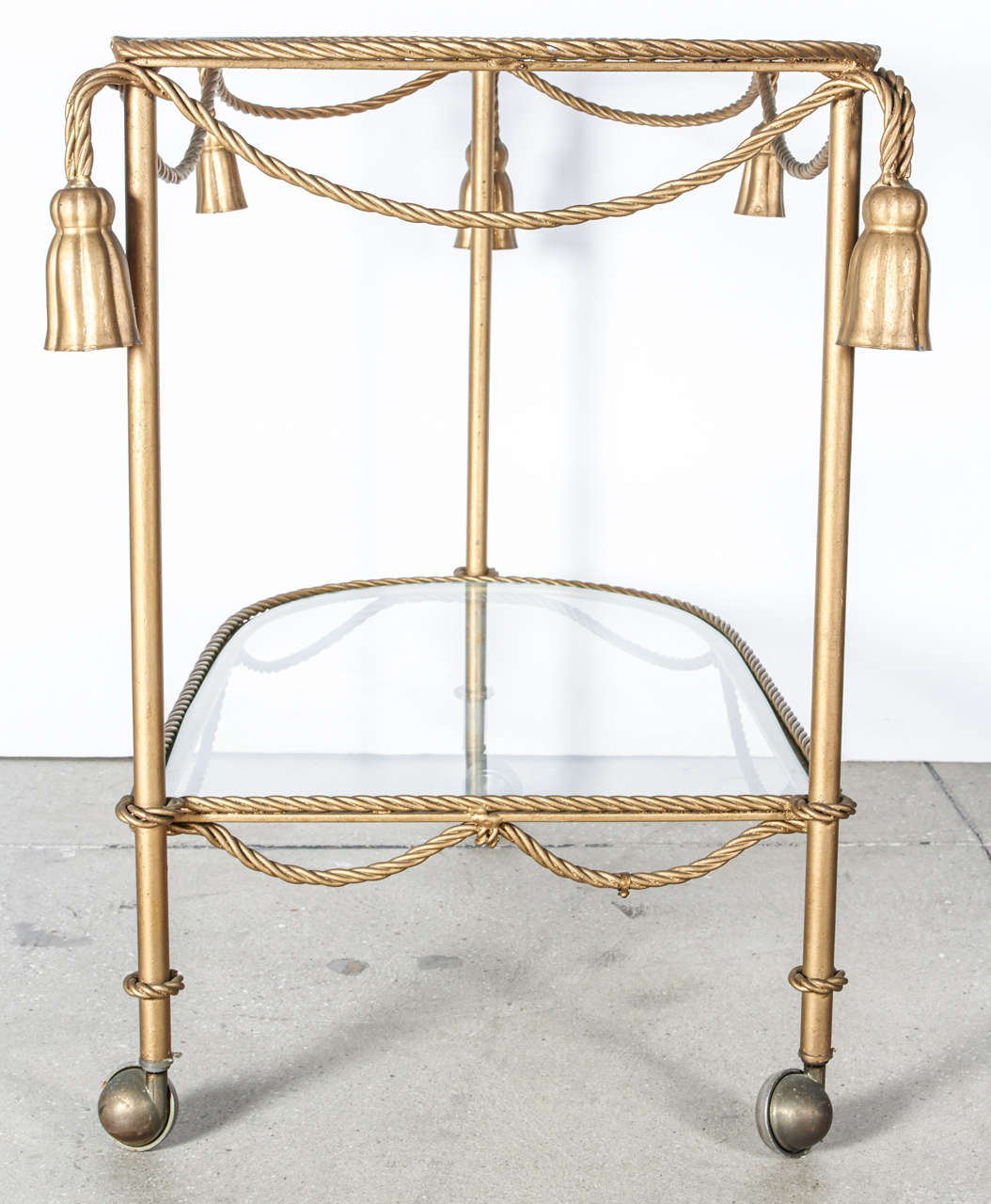 Metal Italian Rope & Tassel Bar Cart