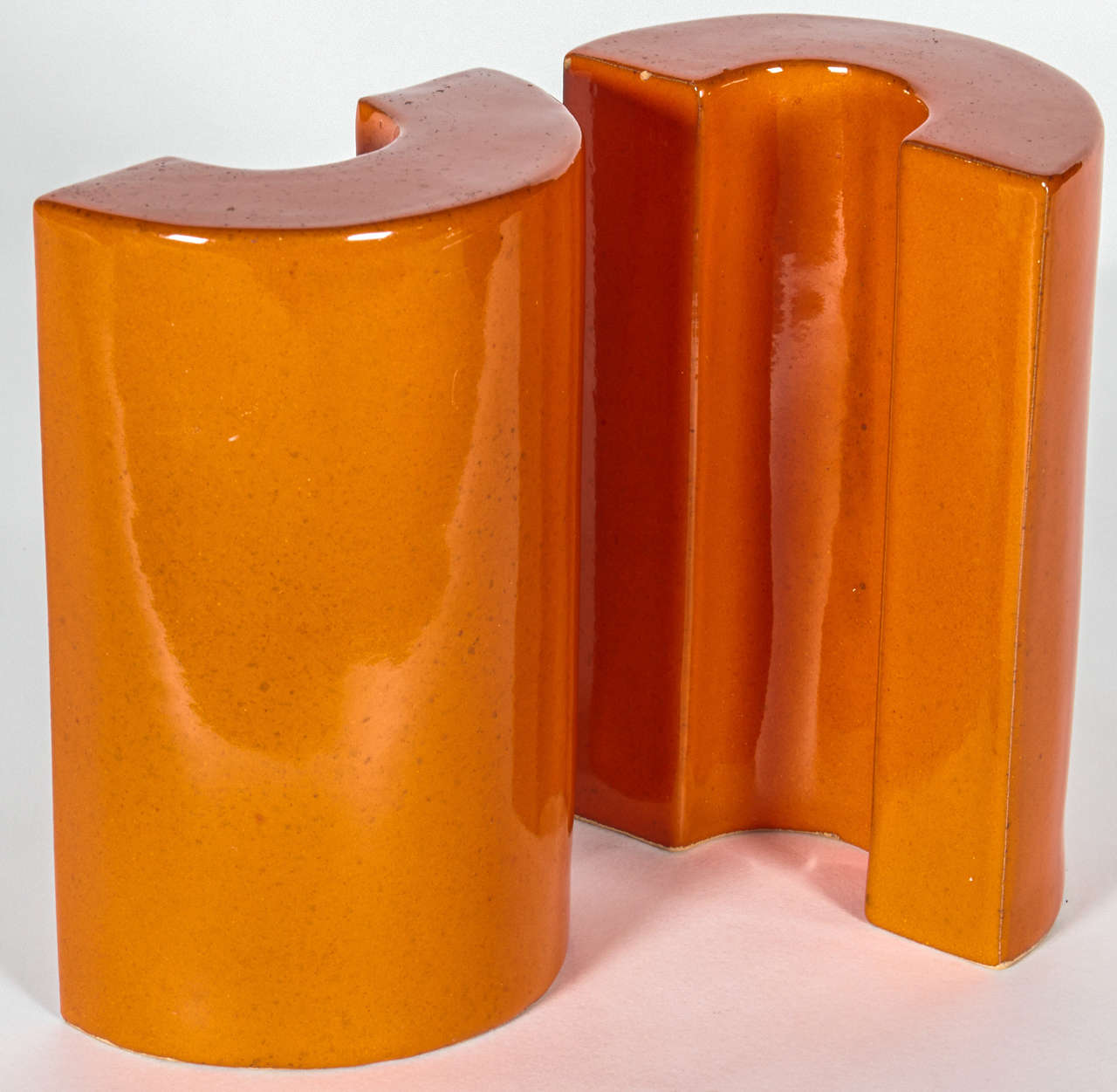 Italian Orange Pottery Bookends by Raymor Italy
