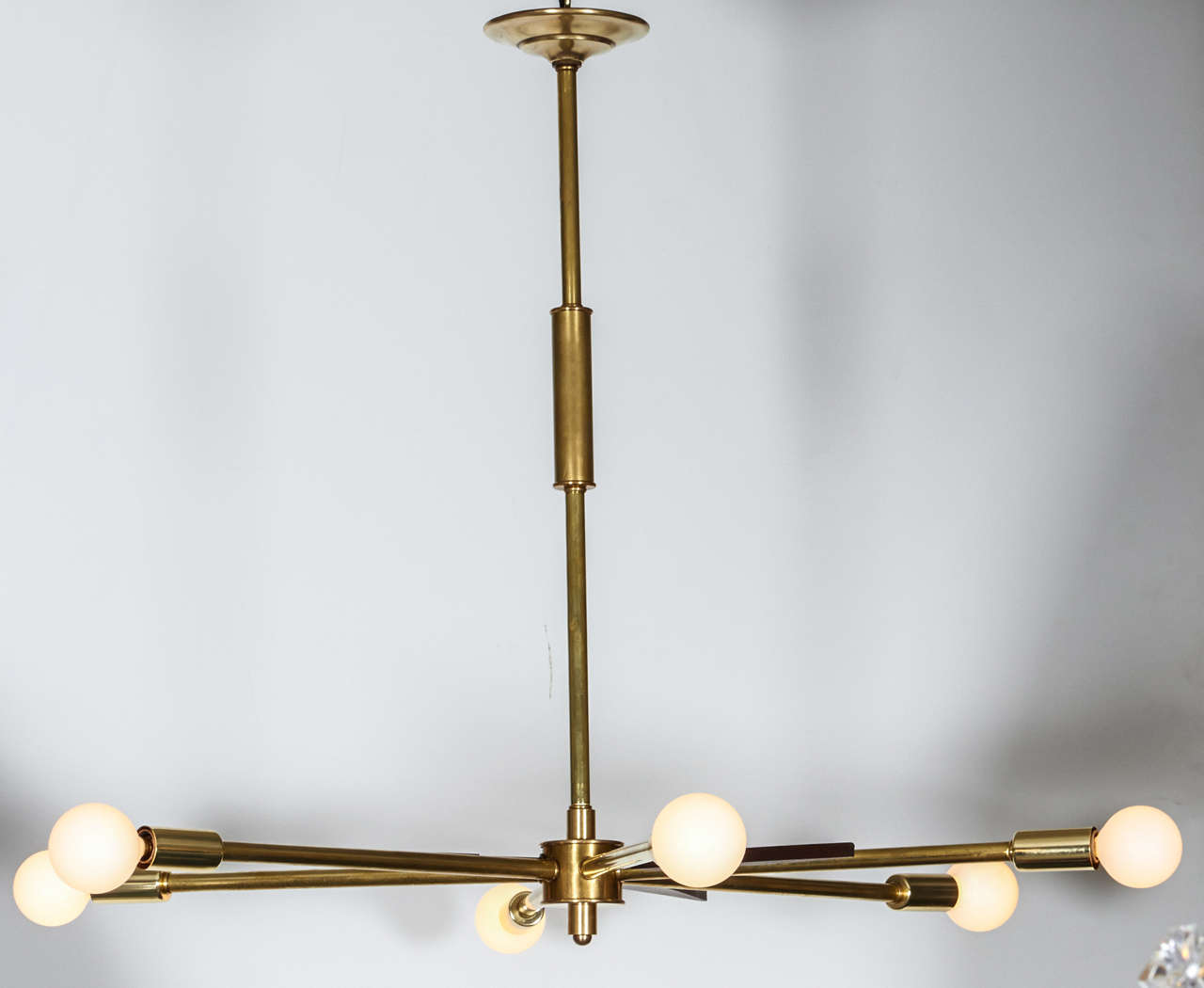 Mid-Century Modern Vintage Wood & Brass Sputnik Light Fixture