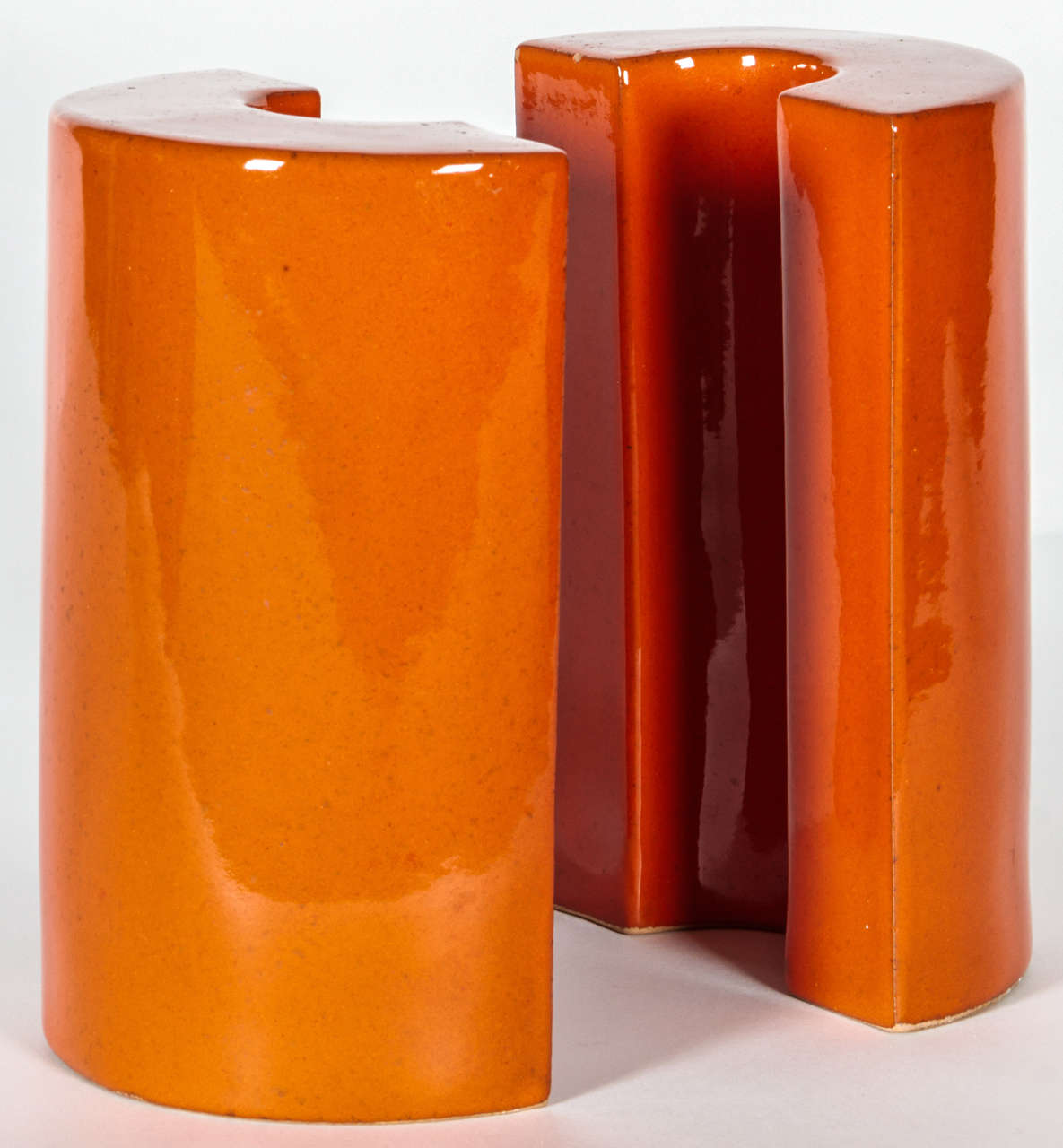 Orange Pottery Bookends by Raymor Italy at 1stdibs