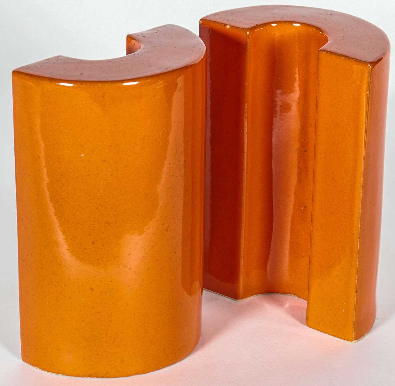 Orange Pottery Bookends by Raymor Italy at 1stdibs