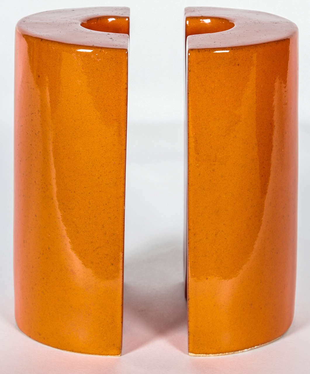Orange Pottery Bookends by Raymor Italy at 1stdibs