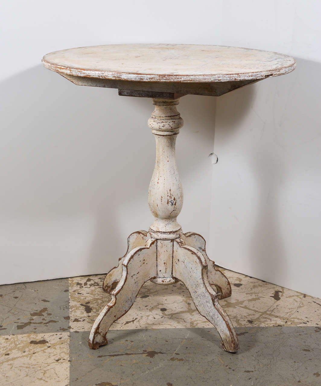 Charming 19th century Swedish pedestal table, scraped finish.