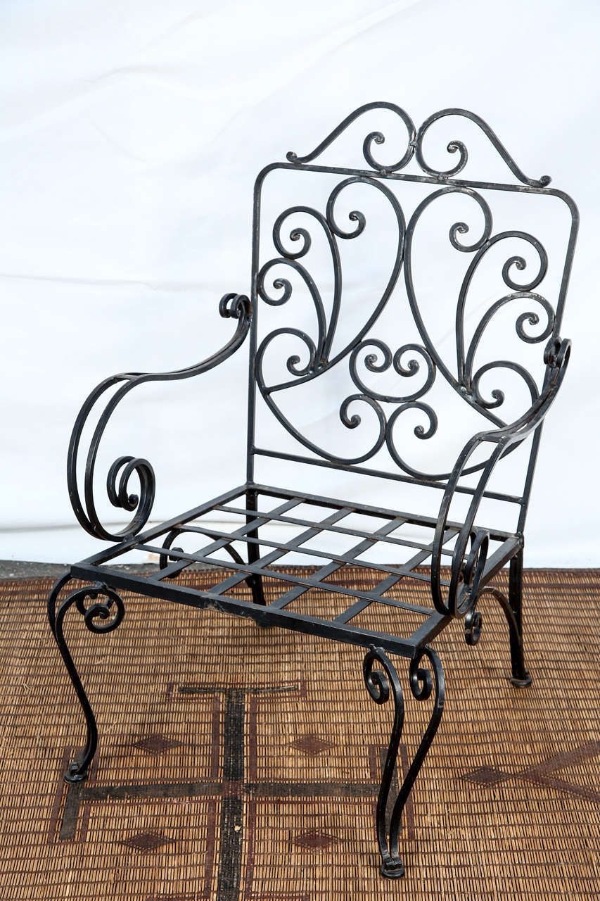 Pair of Iron French Armchairs in the style of J.C. Moreux 2