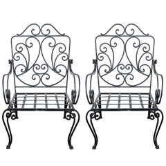 Pair of Iron French Armchairs in the style of J.C. Moreux