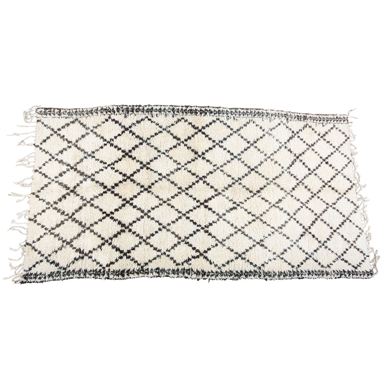 Moroccan White and Black Beni Ouarain Rug at 1stDibs black and white
