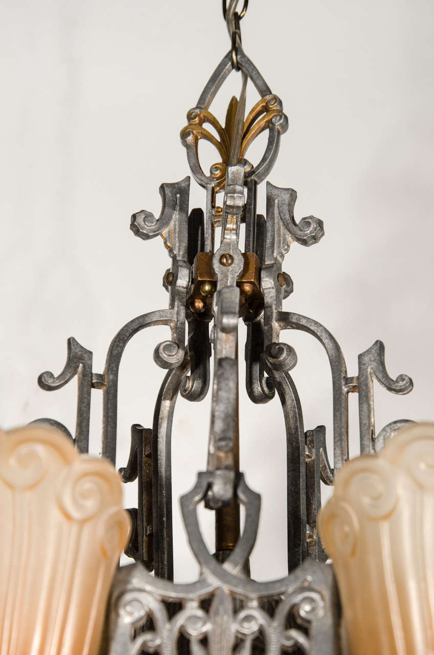 Art Deco Chandelier Designed by Lincoln Lightning Company In Good Condition In Fort Lauderdale, FL