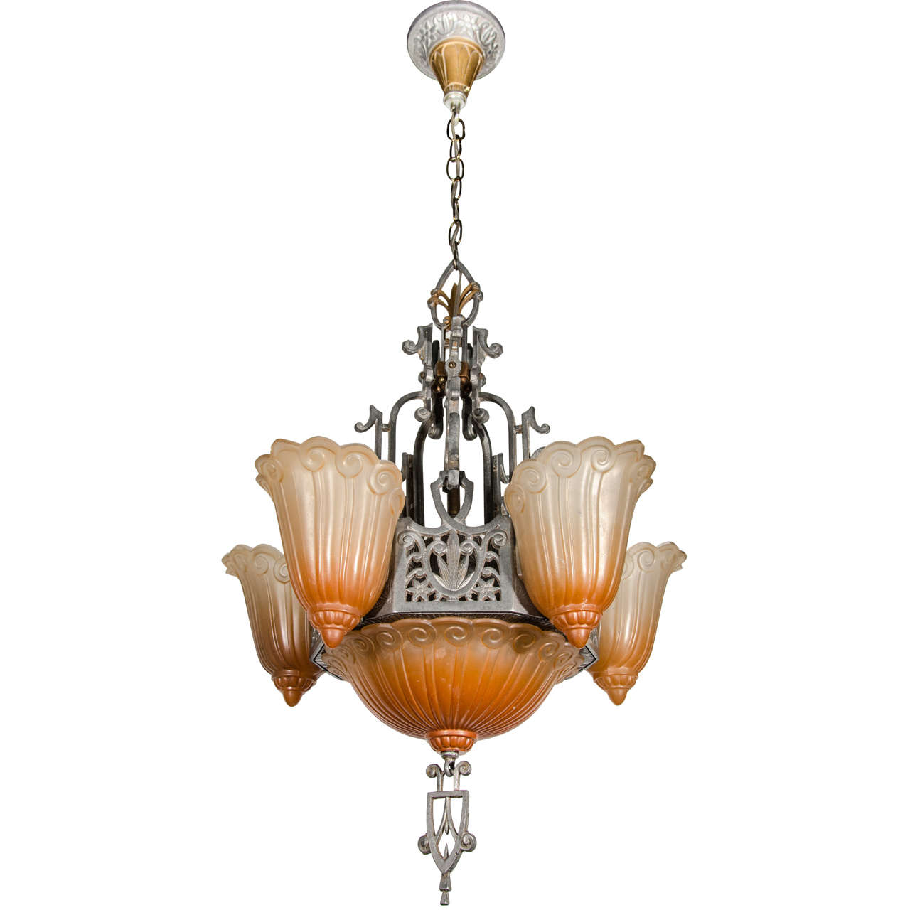 Art Deco Chandelier Designed by Lincoln Lightning Company