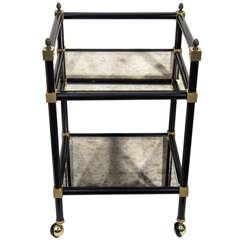 Elegant Two Tier Bar Cart or Side Table with Antique Mirrorred Tops