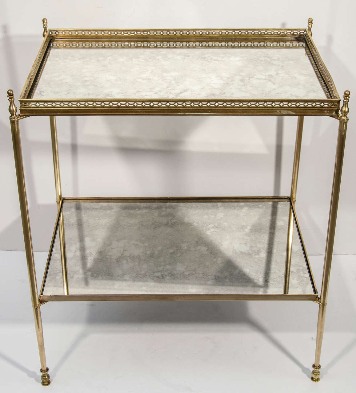 French Elegant Two Tier Brass Side Table in the Manner of Bagues