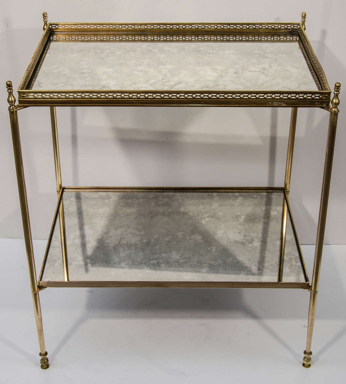 Elegant Two Tier Brass Side Table in the Manner of Bagues In Excellent Condition In Fort Lauderdale, FL