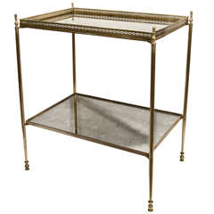 Elegant Two Tier Brass Side Table in the Manner of Bagues