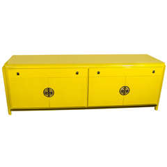 Mid Century Modern Credenza in Lacquered Citrine Yellow Designed by Romweber
