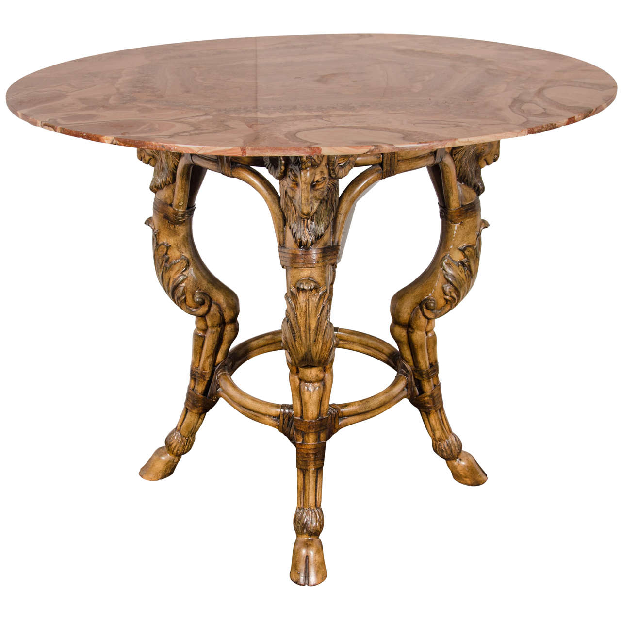 Rare Onyx Center Table with Unique Carved Wood Base at 1stdibs