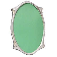 Antique Unusual Art Deco Sterling Silver Oval Picture Frame