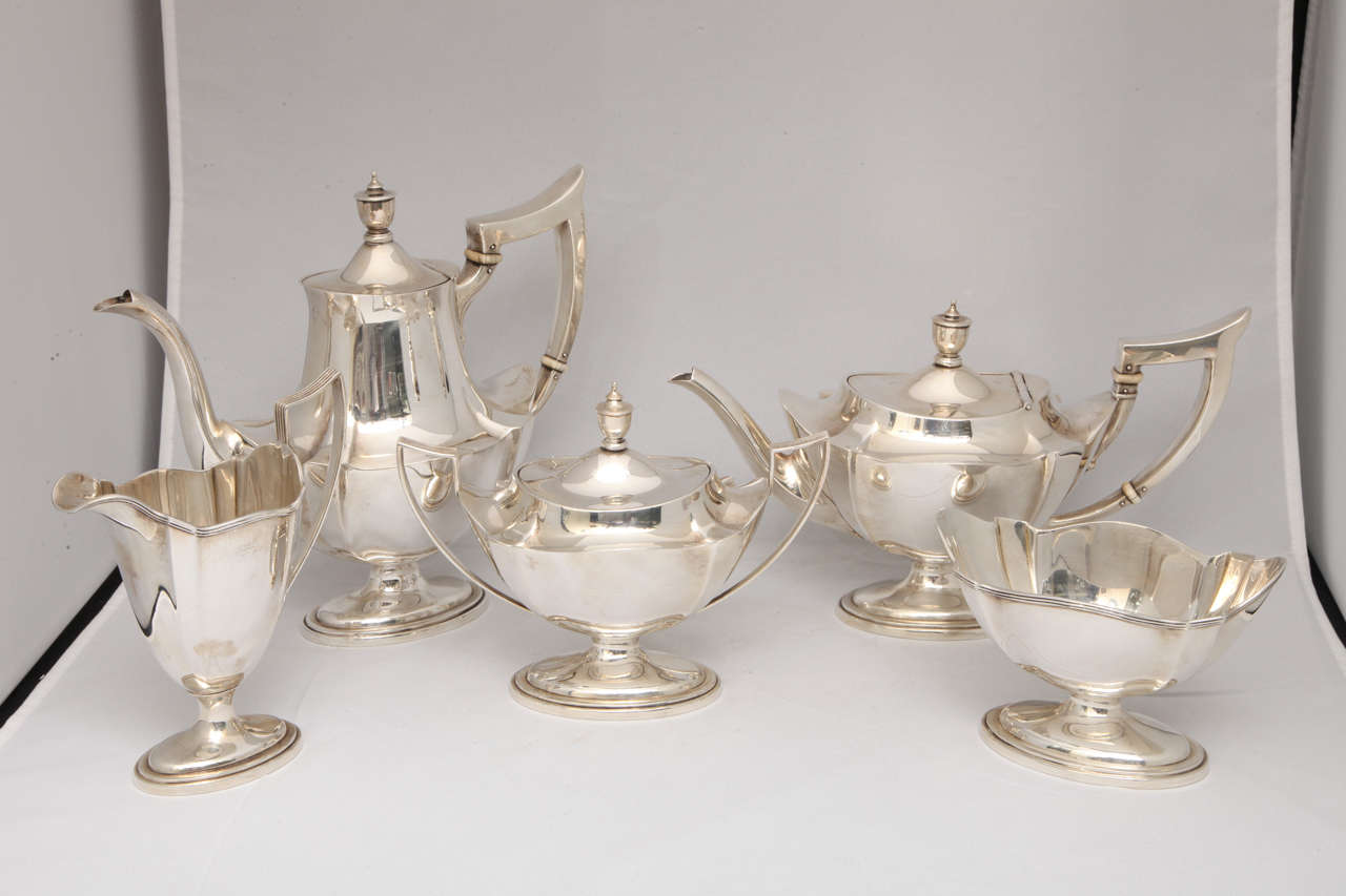 Sterling silver, five-piece tea/coffee set, The Gorham Corp., Providence, Rhode Island, year dated for 1922, in the 