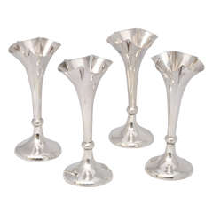 Suite of Four Sterling Silver Edwardian Bud Vases