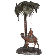 Fine Viennese Cold Painted Bronze Orientalist Lamp Attributed to Bergman