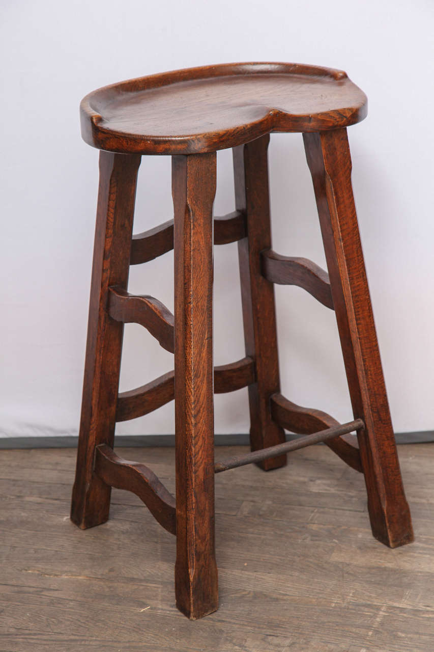 Pair of Carved Oak Barstools