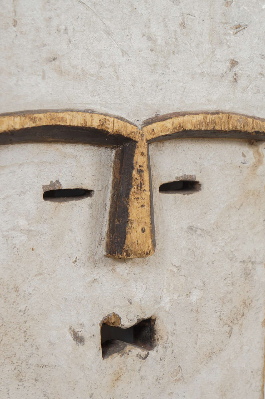 Central African African Mask in Distressed White Paint