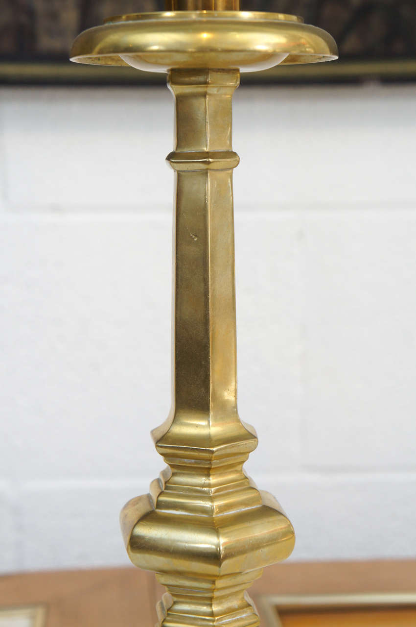 English Pair of Solid Brass Gorham Candlesticks