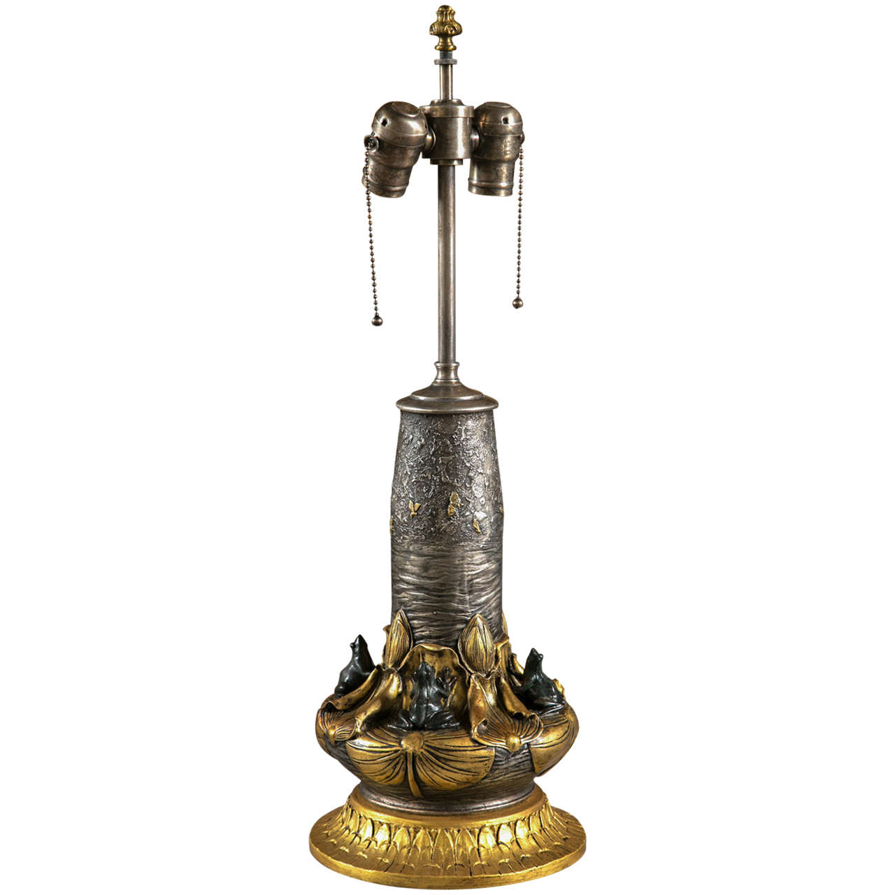 Gilt and Silver Metal Table Lamp