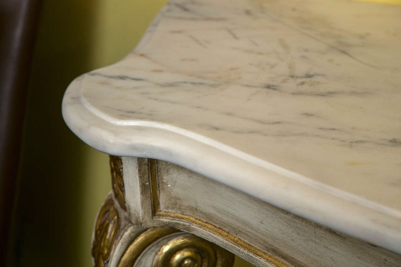French Pair of Maison Jansen Marble-Top Console Tables