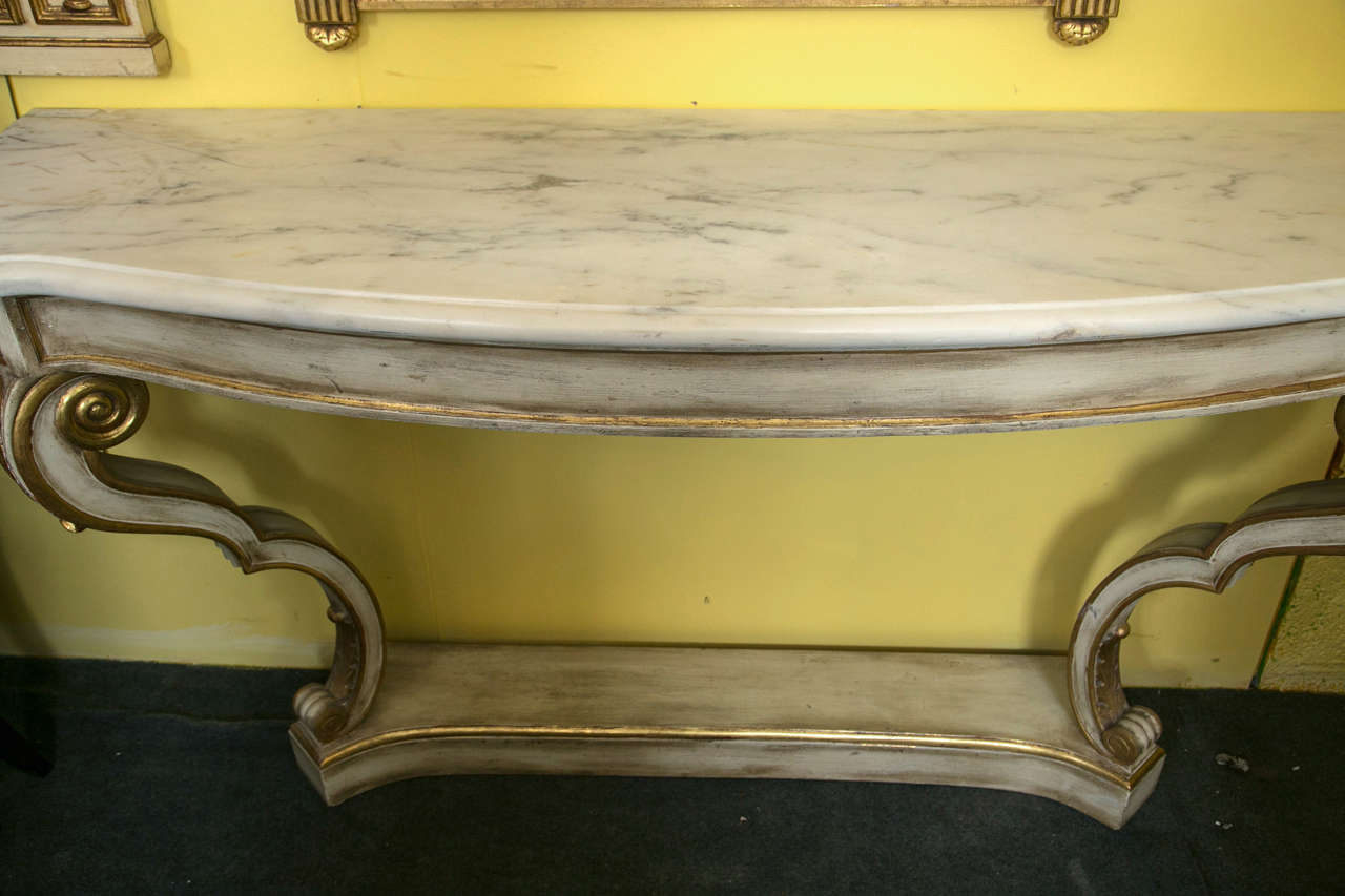 Pair of Maison Jansen Marble-Top Console Tables In Good Condition In Stamford, CT