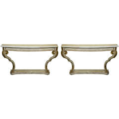 Pair of Maison Jansen Marble-Top Console Tables