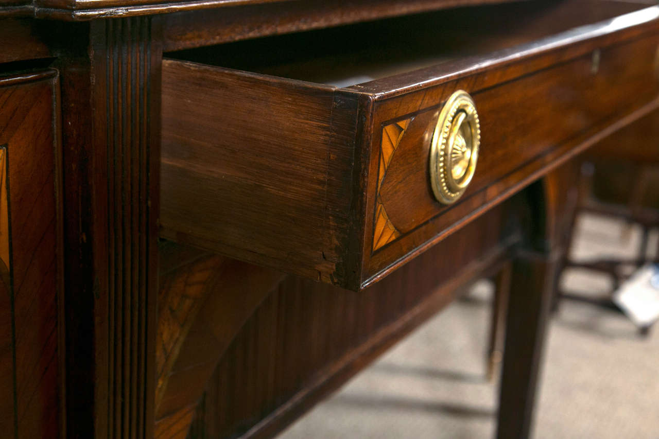 Wood Fine 19th Century Mahogany Georgian Sideboard Buffet with Fan Inlay Detail
