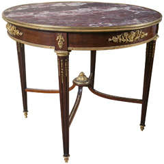 Louis XVI Bronze Mounted Marble-Top Center Table in the Manner of Linke