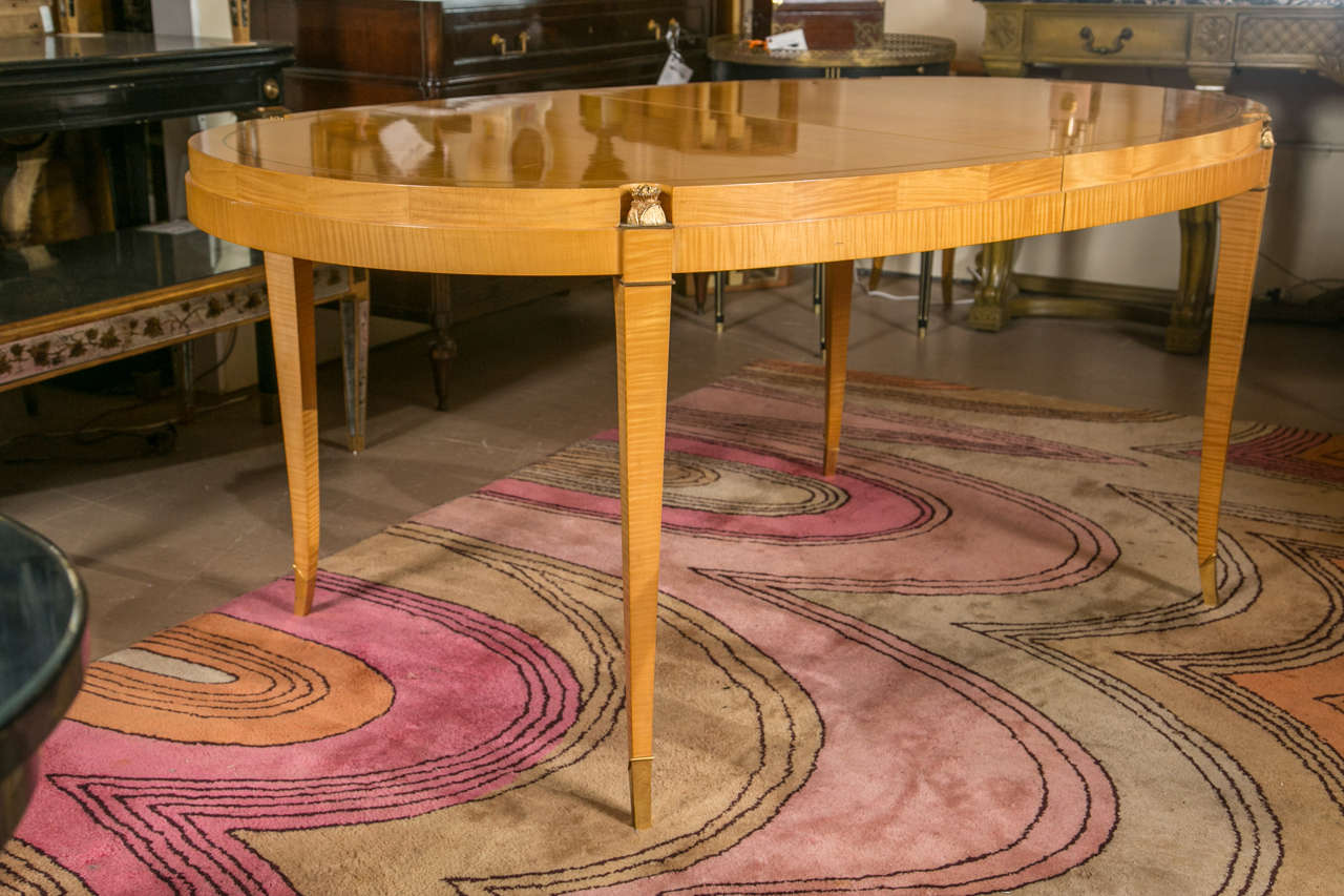 Yew Wood Bronze Mounted Jansen Style Dining Table