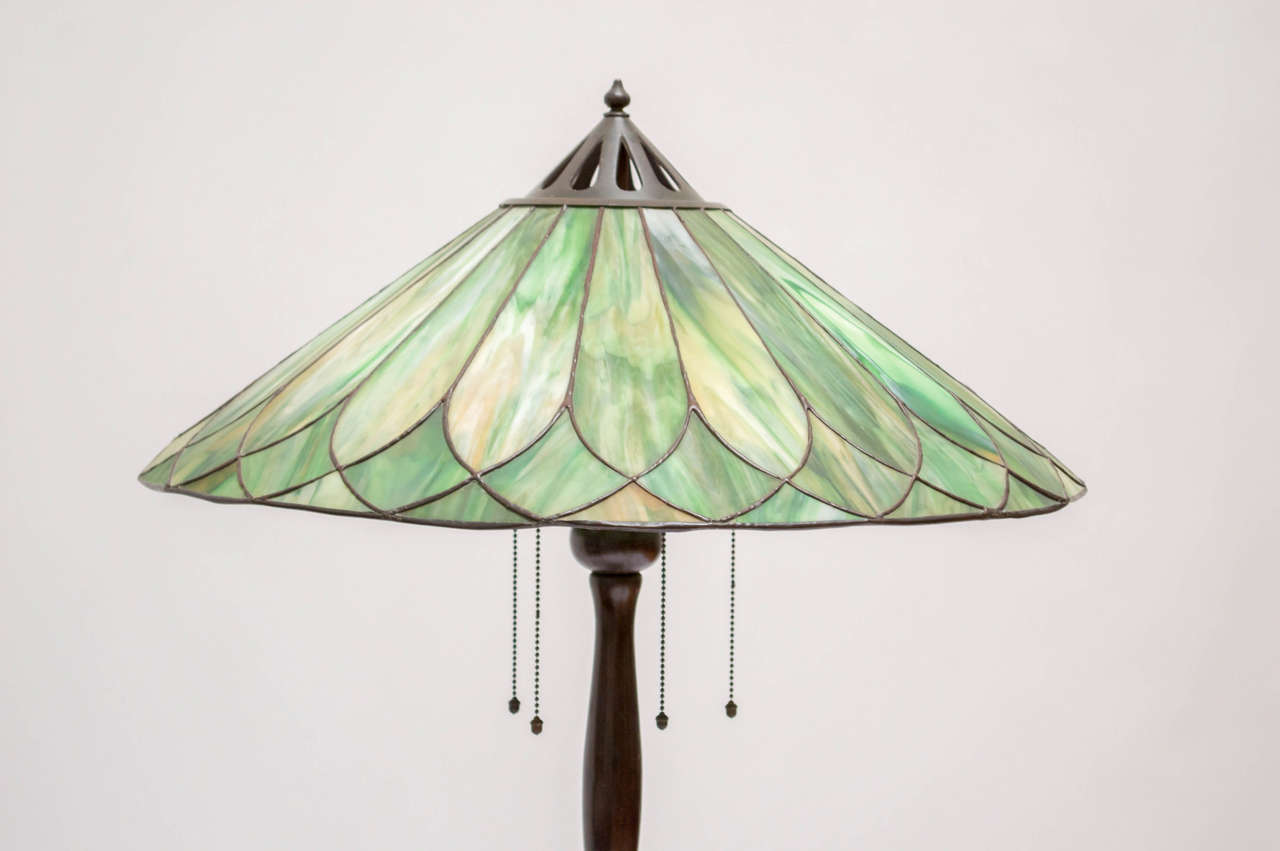 Large shade with leaded glass shade.
