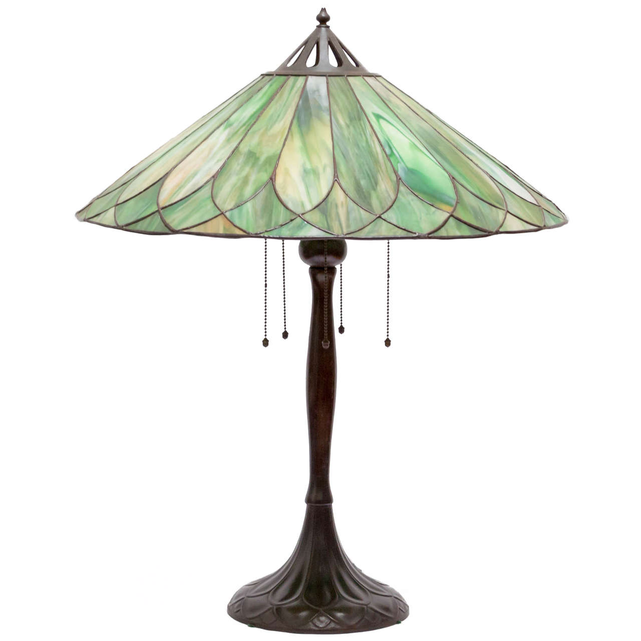 American Leaded Glass Lamp For Sale