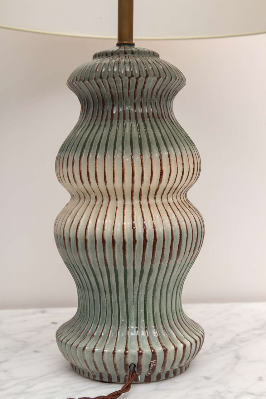 Unique Herman Kleiner Ceramic Table Lamp In Good Condition In New York, NY