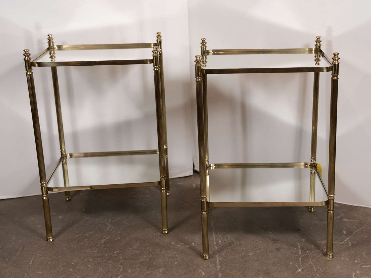 Contemporary Pair of Two-Tier Mirror Tables, circa 1950s