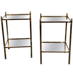 Contemporary Pair of Two-Tier Mirror Tables, circa 1950s