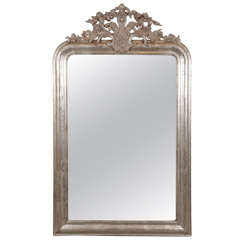 19th Century Silver Louis Philippe Mirror with Cartouche
