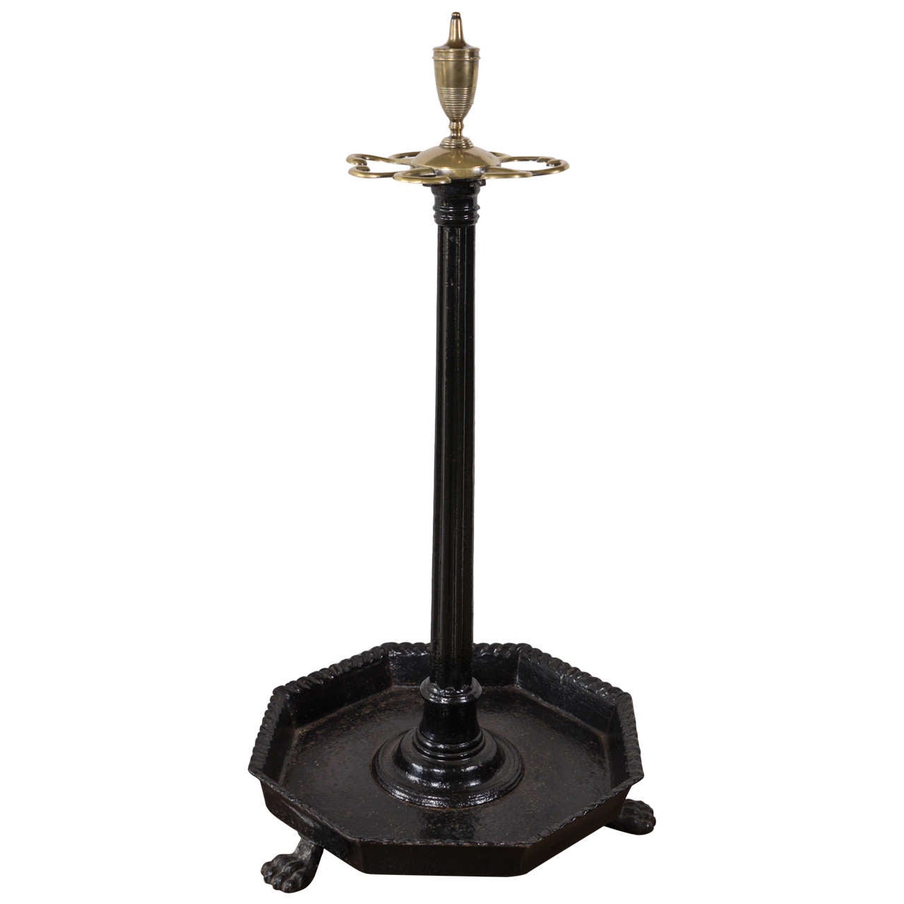 19th Century Coalbrookdale Cast Iron Brass Umbrella Stand at 1stDibs