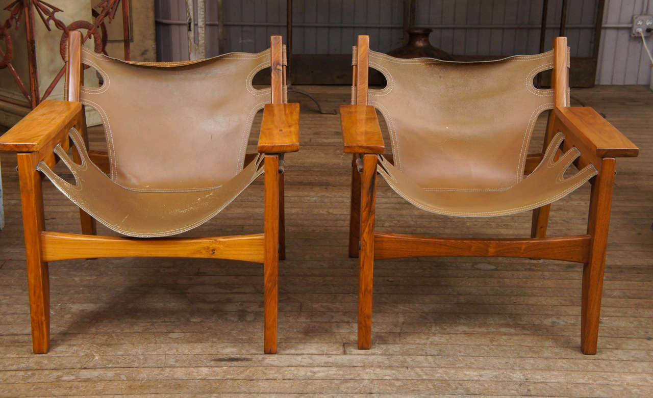 pair Kilin Lounge Chairs - Sergio Rodrigues - with original leather