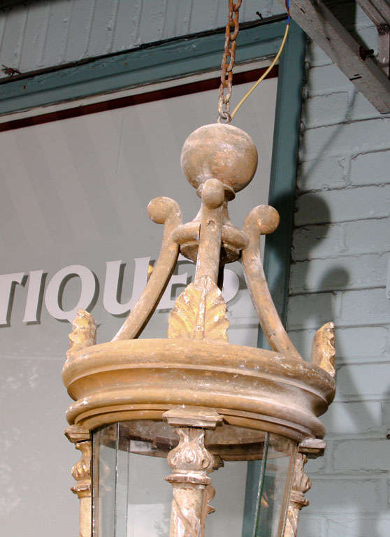 Pair of Large-Scale French Artisan Crafted Wood and Glass Lanterns In Good Condition In Mt Kisco, NY