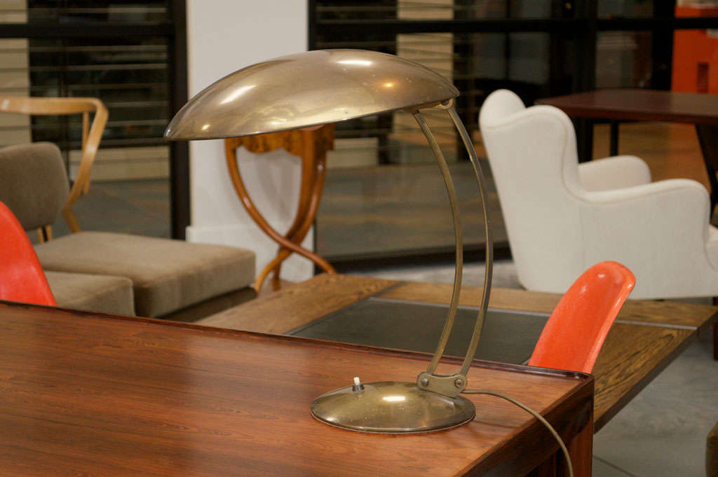 Kaiser table lamp made of brass, shade and base of brass.
