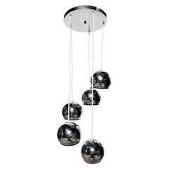 Goffredo Reggiani Five Tier Chrome Globe Hanging Pendant, 1960s