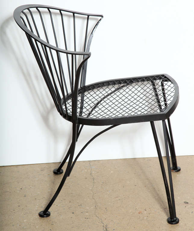 Mid-Century Modern set of 4 Russell Woodard Wrought Iron Chairs