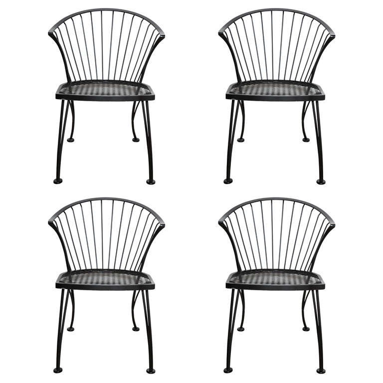 set of 4 Russell Woodard Wrought Iron Chairs