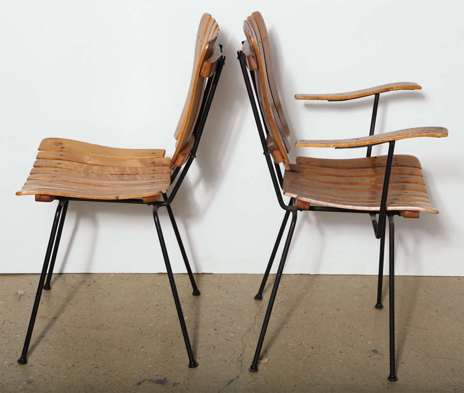 Wood set of 6 Arthur Umanoff Dining Chairs